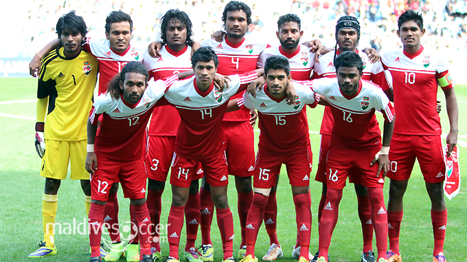 Maldives starting eleven against Indonesia today. (Photo: Shimaaz Ali)