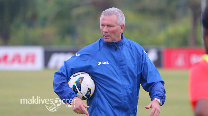 National team coach Ricki Herbert during today's training session 